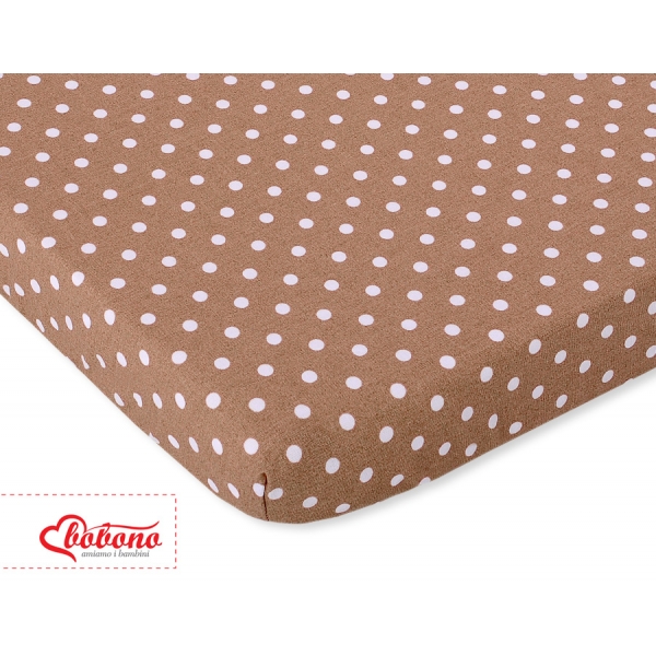 Spannbetttuch für Baby- und Kinderbetten Baumwolle 120x60cm Braun-Punktemuster