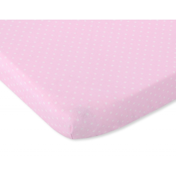 Spannbetttuch für Baby- und Kinderbetten Baumwolle  120x60cm Rosa-Punktemuster