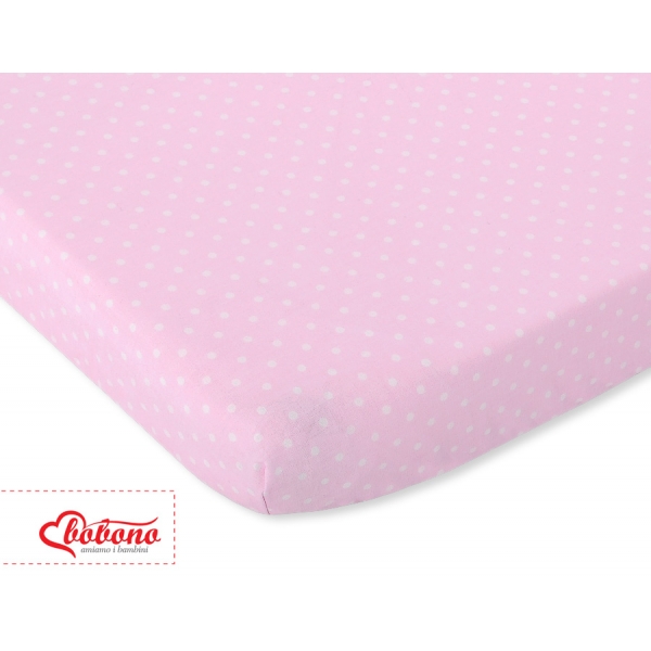 Spannbetttuch für Baby- und Kinderbetten Baumwolle  120x60cm Rosa-Punktemuster