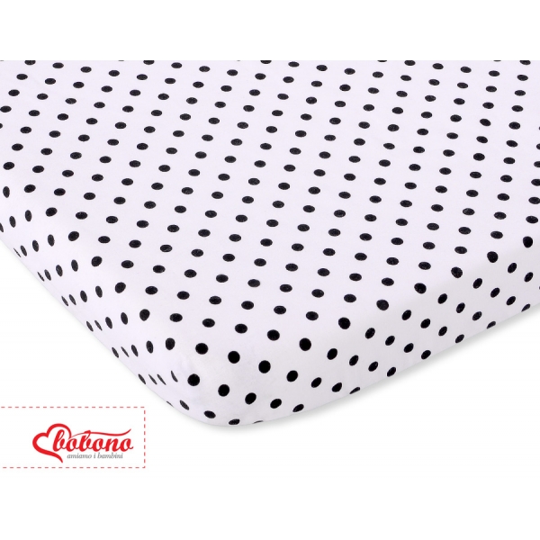 Spannbetttuch für Baby- und Kinderbetten Baumwolle 120x60cm Schwarz-Punktemuster