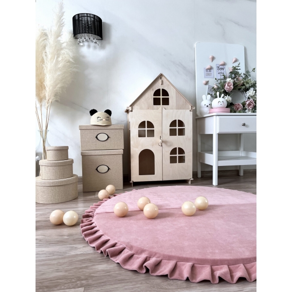 Rund Spielmatte faltbar für Babyzimmer in rosa Samt