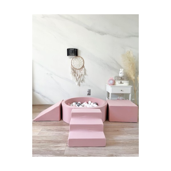 Spielplatz mit rund Bällebad + 200 Bällen - Rosa Schaumspielset