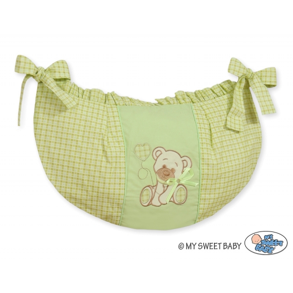 Spielzeugtasche - Bär mit Schleife grün