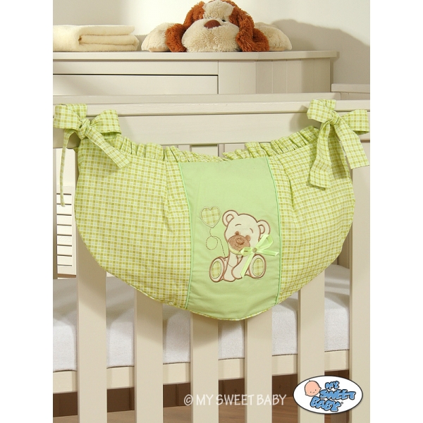 Spielzeugtasche - Bär mit Schleife grün