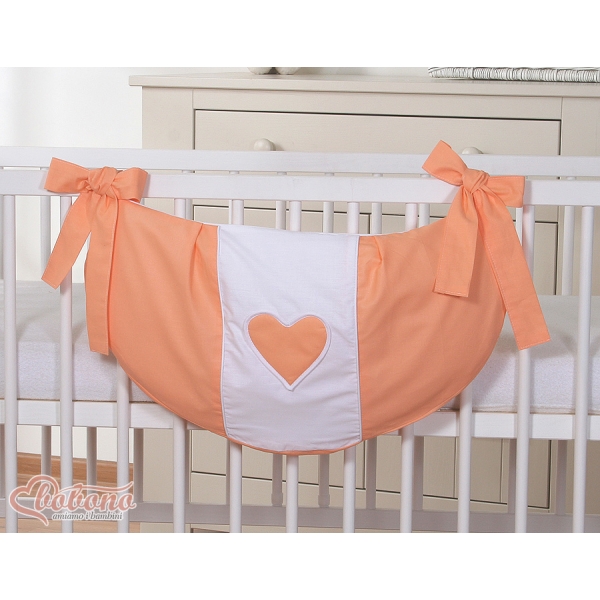 Spielzeugtasche für Babybett - Hängende Herzen orange
