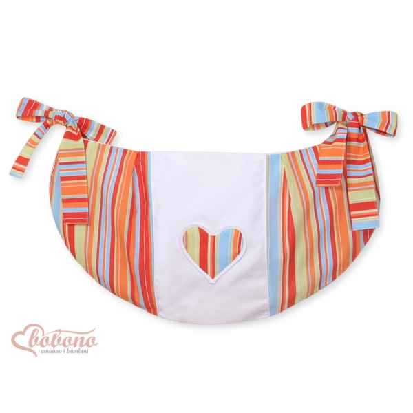 Spielzeugtasche für Babybett - Hängende Herzen orange gestreift
