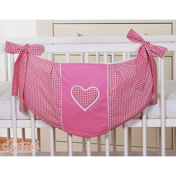 Spielzeugtasche - Hängende Herzen dunkel rosa kariert