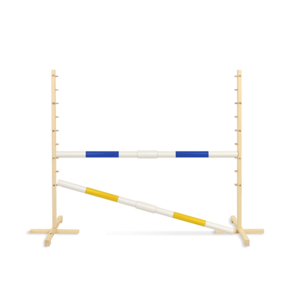 Sprunghindernis für Hobby-Pferd 160 cm mit zwei Stangen 50mm - blau