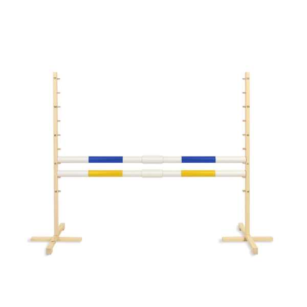 Sprunghindernis für Hobby-Pferd 160 cm mit zwei Stangen 50mm - blau