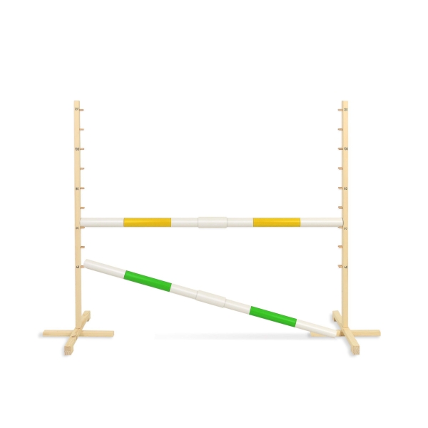 Sprunghindernis für Hobby-Pferd 160 cm mit zwei Stangen 50mm - gelb