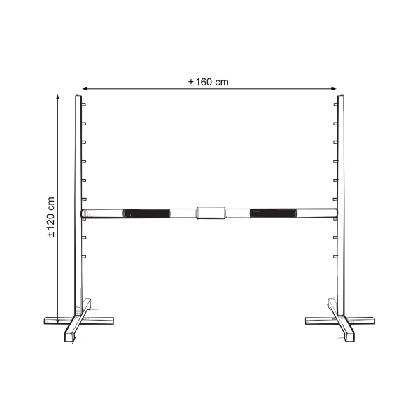 Sprunghindernis für Hobby-Pferd 160 cm mit zwei Stangen 50mm - gelb