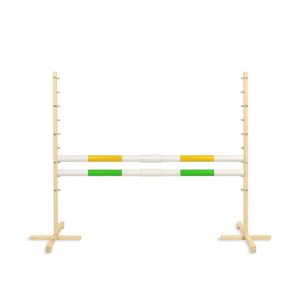 Sprunghindernis für Hobby-Pferd 160 cm mit zwei Stangen 50mm - gelb