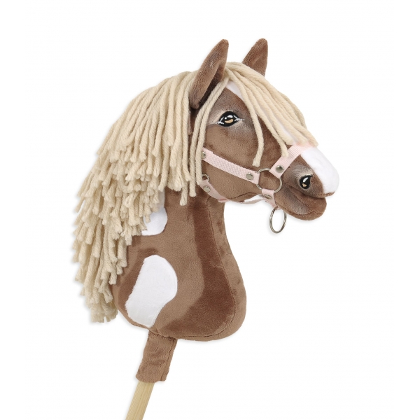 Steckenpferd Braunes Pferd mit Weiße Schecke