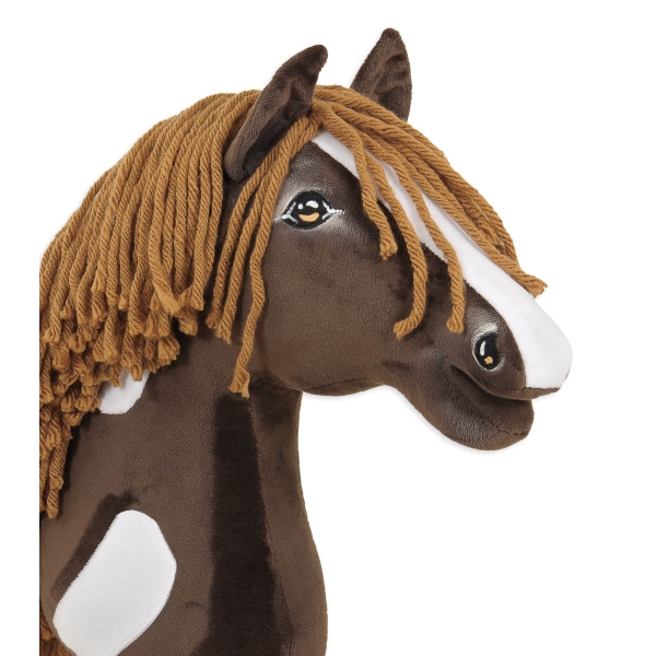 Steckenpferd Western Dunkelbraun mit weißen Schecken