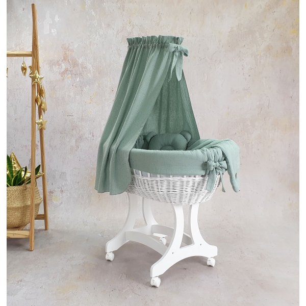 Stubenbett aus Rattan mit Rollen Weiß