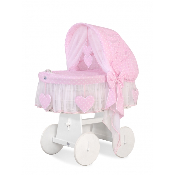 Stubenwagen Weiße Weide mit Rosa Bezug