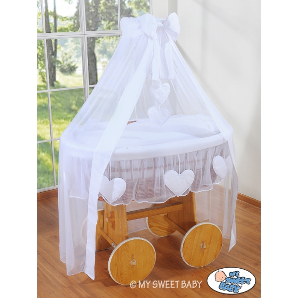Stubenwagen Baby mit Himmel Deluxe - Amelie weiß