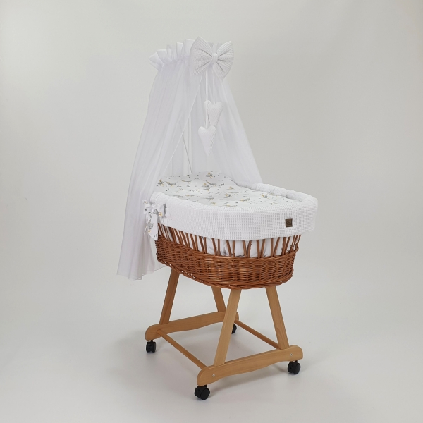Stubenwagen Baby Naturweide Weiß