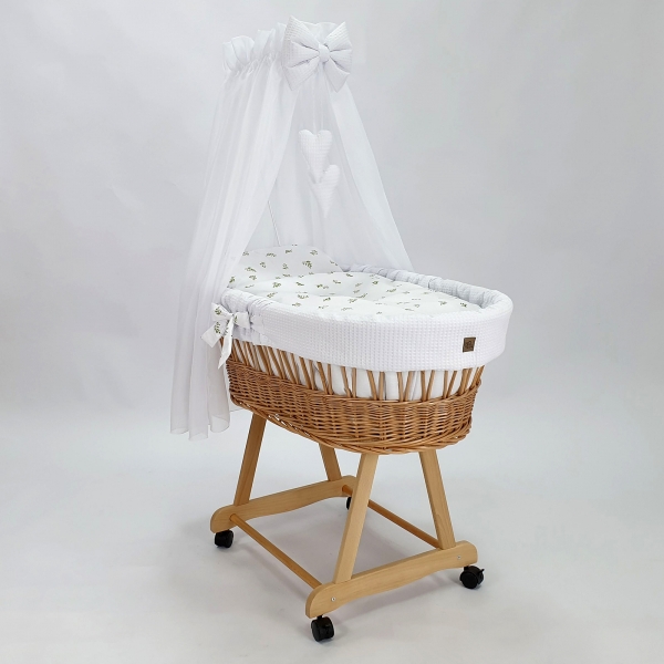 Stubenwagen Baby Naturweide Weiß Zweige