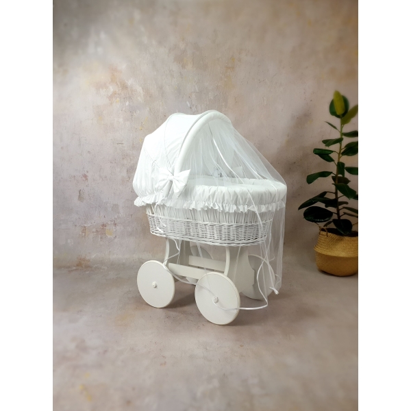 Stubenwagen Bettbezug Weiß Haube XXL