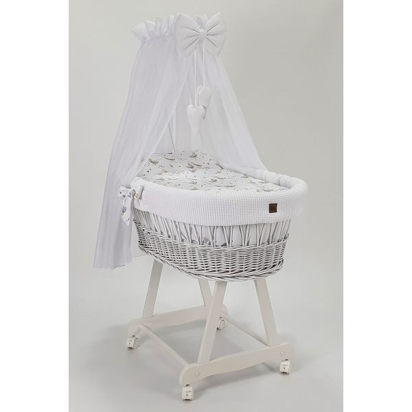 Stubenwagen für Baby aus Weiß weide mit Bezug-Set in Weiß-Set in Weiß