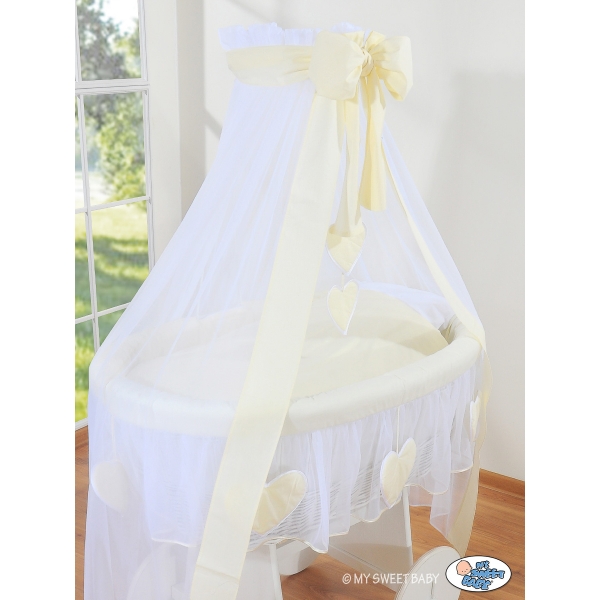 Stubenwagen mit große Rädern mit Himmel Deluxe - Amelie creme