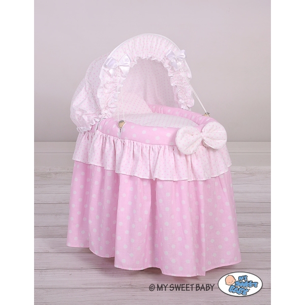 Stubenwagen mit Haube für Puppen Rosa Punktemuster nr 2158-553