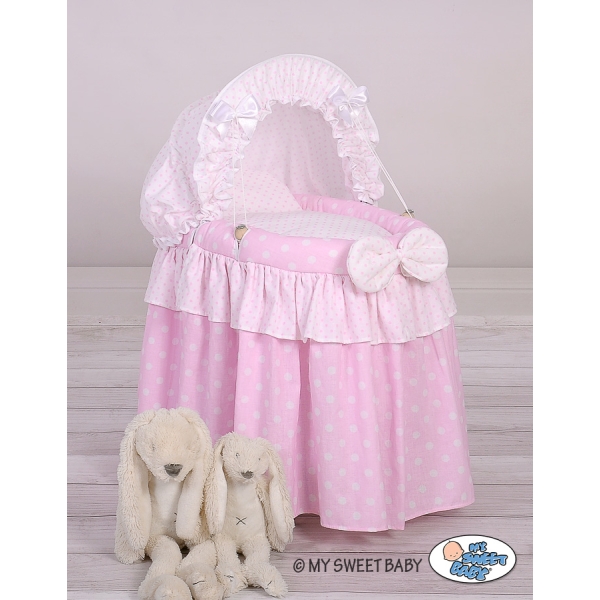 Stubenwagen mit Haube für Puppen Rosa Punktemuster nr 2158-553