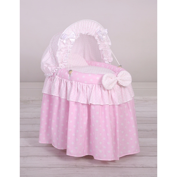 Stubenwagen mit Haube für Puppen Rosa Punktemuster nr 2158-553