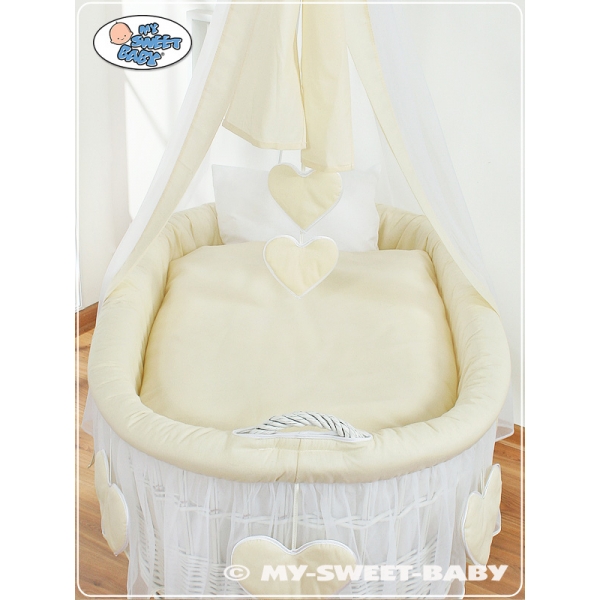 Stubenwagen Rädern Himmel für Baby - Amelie cream Komplett Matratze Bettwäsche und Bezug
