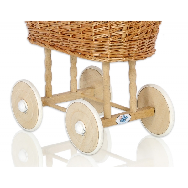 Stubenwagen mit Himmel für Puppen Bezug und Bettwäsche Grau mit Sternenmuster nr 2159-1016