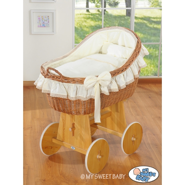 Stubenwagen mit Weidenhaube Carina - Creme