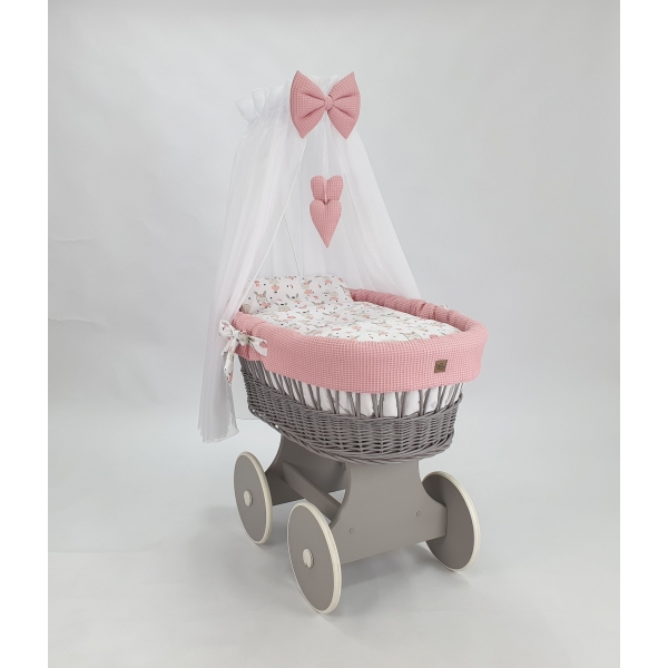 Stubenwagen Rosa Ausstattung Graues Weide