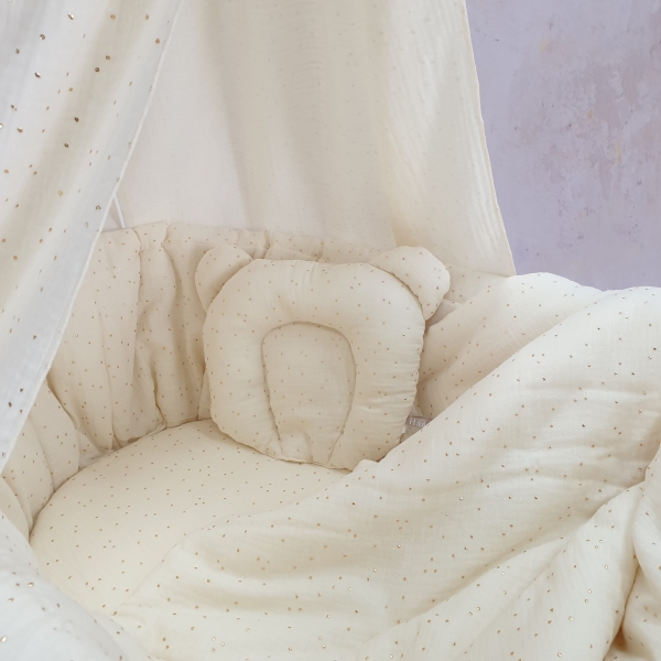 Teddybär Kissen und Bettdecke Baby Stubenwagenset Creme