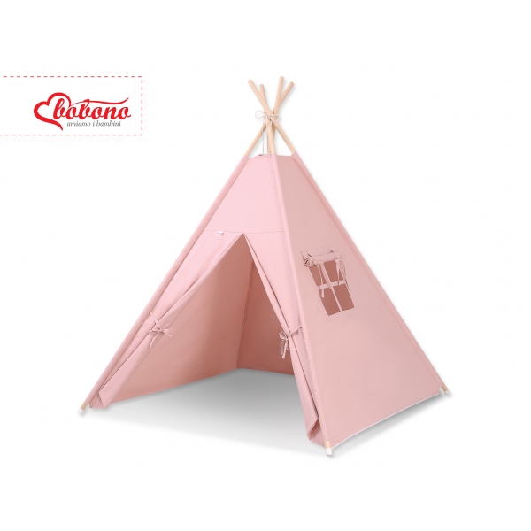 Teepee Kinderspiel-Zelt + Schmuckfedern GRATIS! - Altrosa