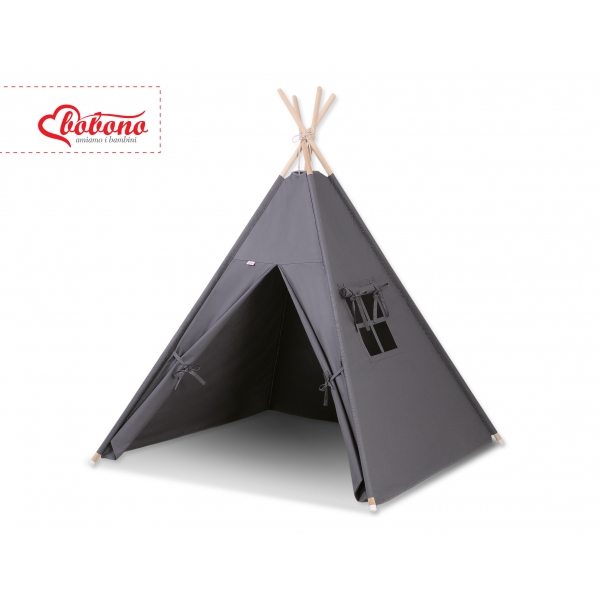 Teepee Kinderspiel-Zelt + Schmuckfedern GRATIS! - anthrazit