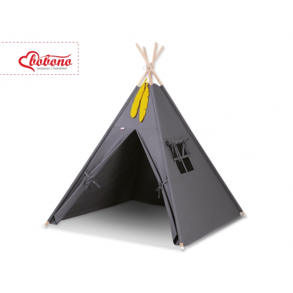 Teepee Kinderspiel-Zelt + Schmuckfedern GRATIS! - anthrazit