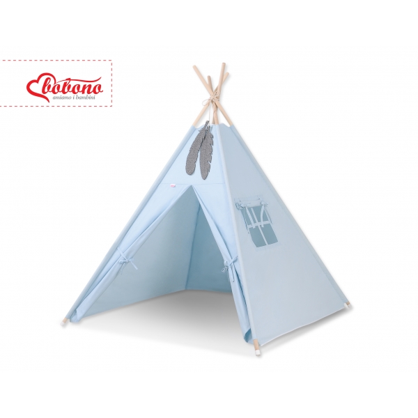 Teepee Kinderspiel-Zelt + Schmuckfedern GRATIS! - blue