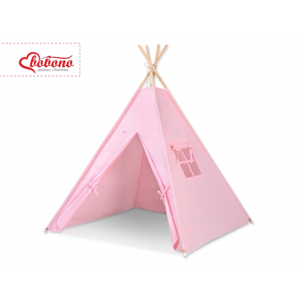 Teepee Kinderspiel-Zelt + Schmuckfedern GRATIS! - rosa