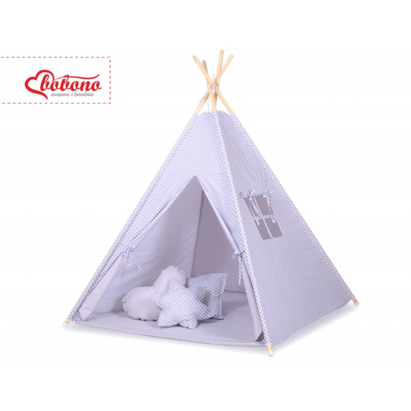 Teepee Kinder Spielzelt Blumenmuster grau