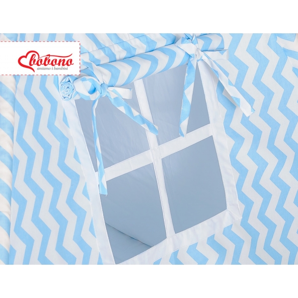 Teepee  Kinder Spielzelt + Schmuckfedern GRATIS! - Chevron blau
