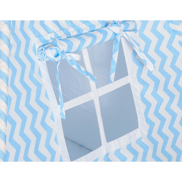 Teepee  Kinder Spielzelt + Schmuckfedern GRATIS! - Chevron blau