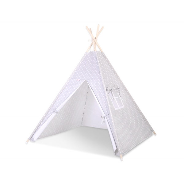 Teepee  Kinder Spielzelt + Schmuckfedern GRATIS! - Grau-Punktemuster