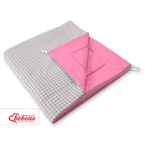 Teepee Zelt mit Spielmatte und Schmuckfedern GRATIS! - Grau kariert-rosa