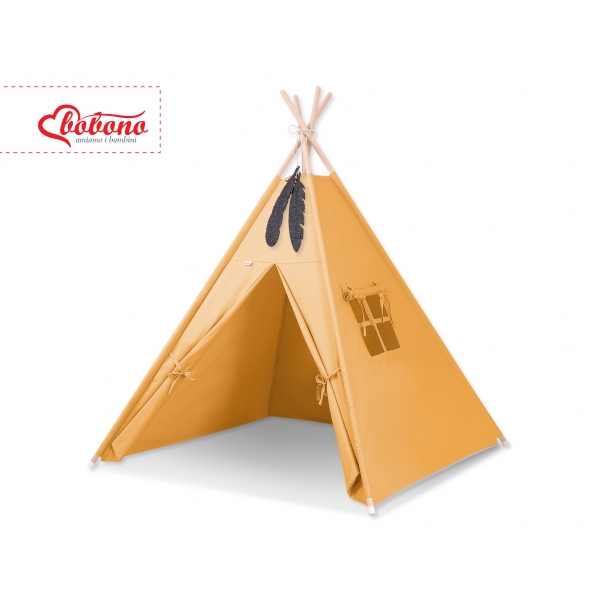 Teepee Kinder Spielzelt + Schmuckfedern GRATIS!- honiggelb