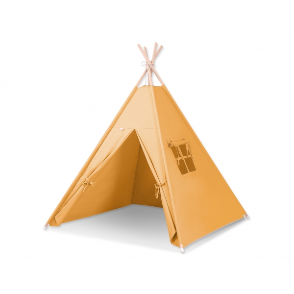 Teepee Kinder Spielzelt + Schmuckfedern GRATIS!- honiggelb