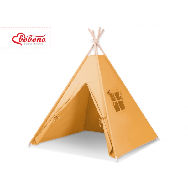 Teepee Kinder Spielzelt + Schmuckfedern GRATIS!- honiggelb