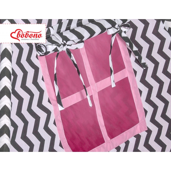 Tipi Zelt - Chevron schwarz/ dunkel rosa