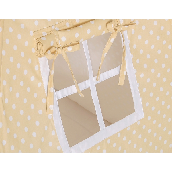Tipi Zelt für Kinder + Schmuckfedern GRATIS! - Beige-Punktemuster