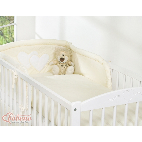Universal Babybett Kopfschutz - Hängende Herzen creme